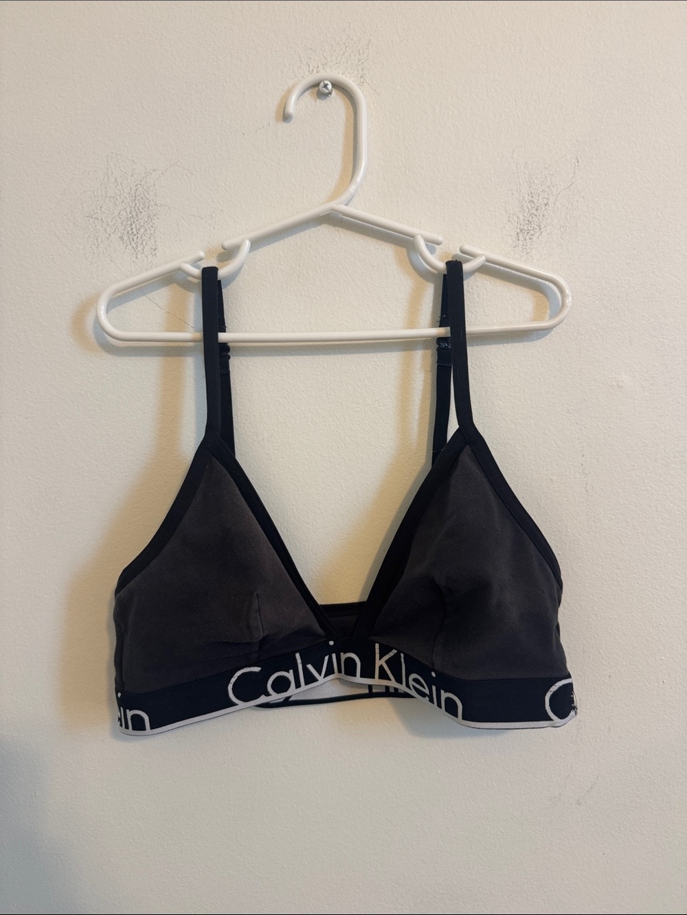 Calvin Klein Black Soft Triangle Bralette with Logo Band